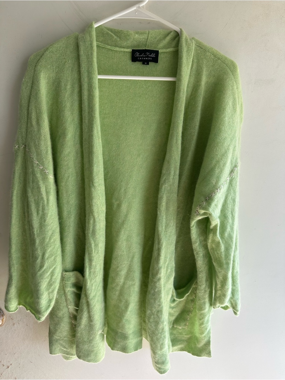 Christina Pastel Green Cashmere Open-Front Cardigan